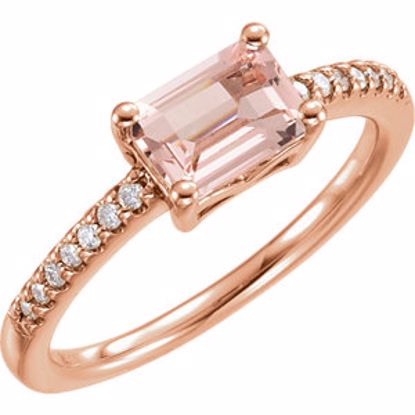 652021:60000:P 14kt Rose Morganite & 1/10 CTW Diamond Ring