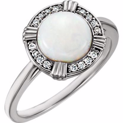 71805:6000:P 14kt White Opal & .08 CTW Diamond Ring