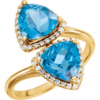 71801:6001:P 14kt Yellow Swiss Blue Topaz & 1/5 CTW Diamond Ring