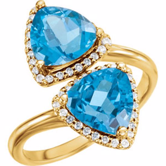 71801:6001:P 14kt Yellow Swiss Blue Topaz & 1/5 CTW Diamond Ring