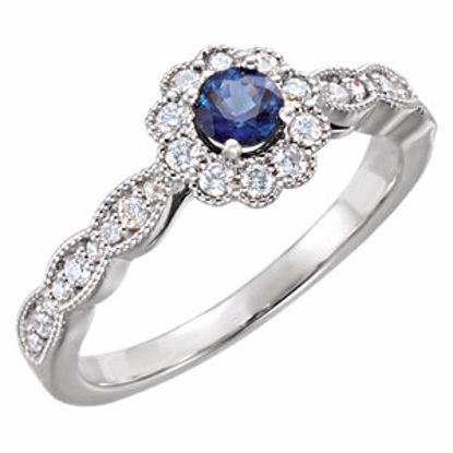 71793:6000:P 14kt White Blue Sapphire & 1/3 CTW Diamond Ring