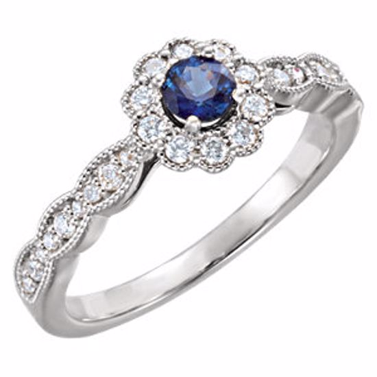 71793:6003:P Platinum Blue Sapphire & 1/3 CTW Diamond Ring