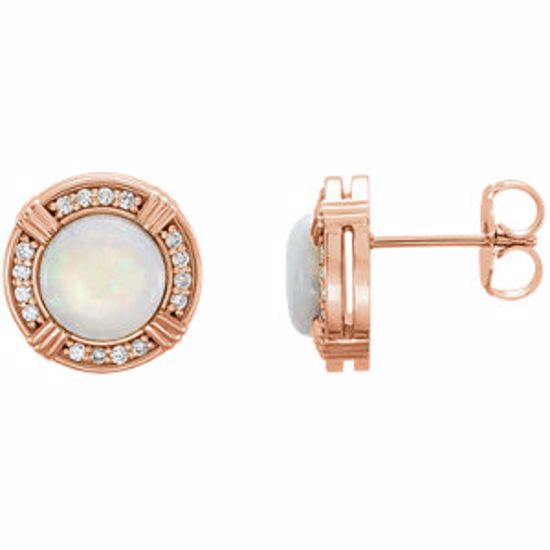 86284:6002:P 14kt Rose Opal & 1/6 CTW Diamond Earrings