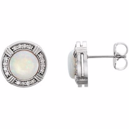 86284:6003:P Platinum Opal & 1/6 CTW Diamond Earrings