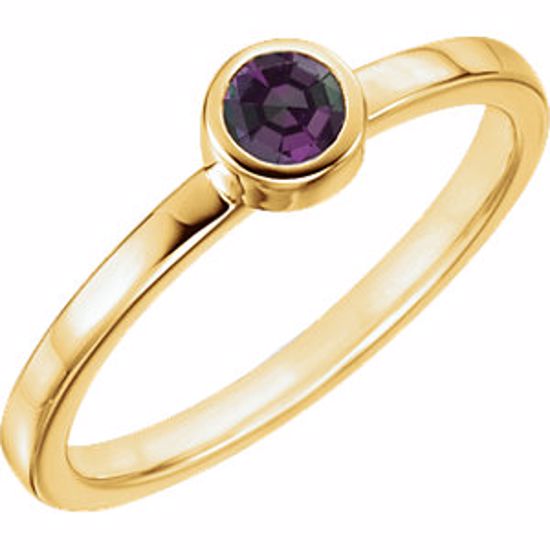71806:6019:P 14kt Yellow Chatham® Created Alexandrite Bezel Ring