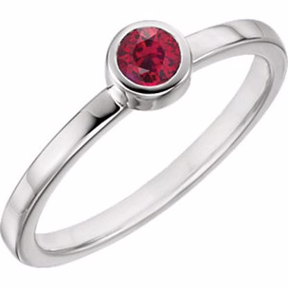 71806:6006:P Sterling Silver Imitation Ruby Bezel Ring