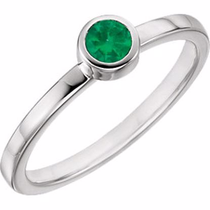 71806:6004:P Sterling Silver Imitation Emerald Bezel Ring