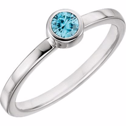 71806:6044:P 14kt White Blue Zircon Bezel Ring