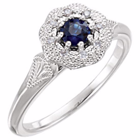 71782:6004:P Platinum Blue Sapphire & .06 CTW Diamond Ring