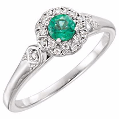 71783:6000:P 14kt White Emerald & 1/10 CTW Diamond Ring 