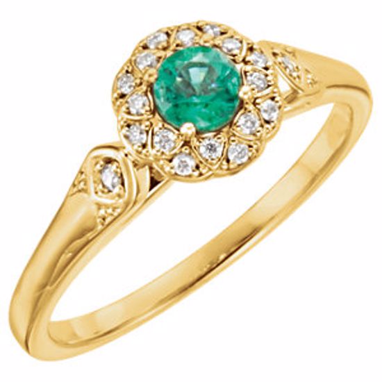 71783:6001:P 14kt Yellow Emerald & 1/10 CTW Diamond Ring 