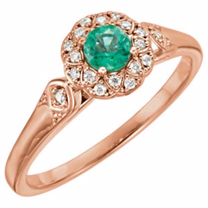 71783:6002:P 14kt Rose Emerald & 1/10 CTW Diamond Ring 