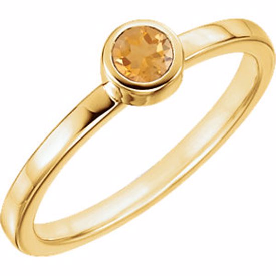 71806:6026:P 14kt Yellow Citrine Bezel Ring