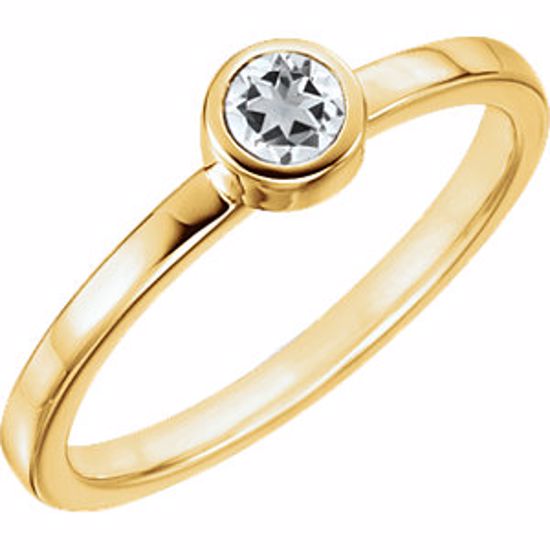 71806:6045:P 14kt Yellow White Sapphire Bezel Ring