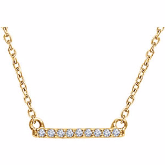 652017:60000:P 14kt Yellow .07 CTW Petite Diamond Bar 16-18" Necklace