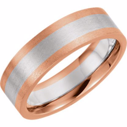 5989:156944:P 14kt Rose & White 6mm Band Size 9.5