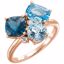 71799:6002:P 14kt Rose Swiss, London, & Sky Blue Topaz & .05 CTW Diamond Ring