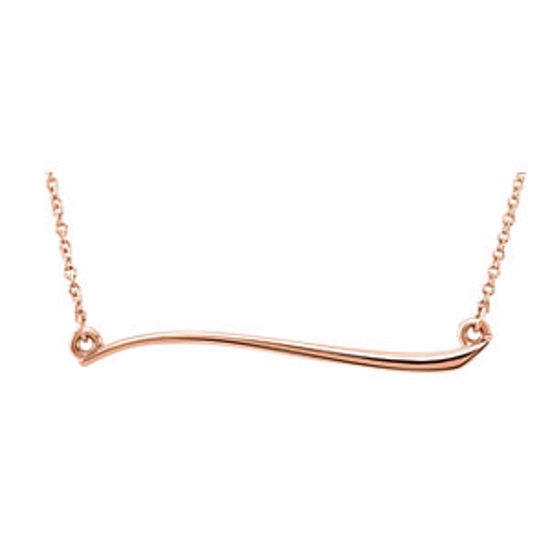 86298:103:P 14kt Rose Freeform 17.44" Bar Necklace