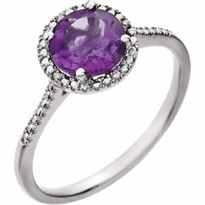 652049:60002:P Sterling Silver Amethyst & .01 CTW Diamond Ring