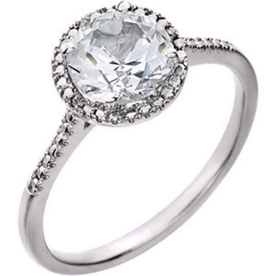 652049:60004:P Sterling Silver Created White Sapphire & .01 CTW Diamond Ring