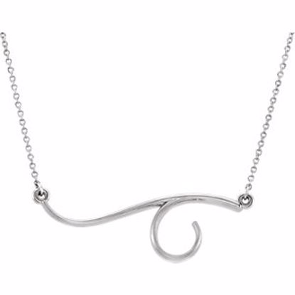 86304:101:P 14kt White Freeform 16" Bar Necklace