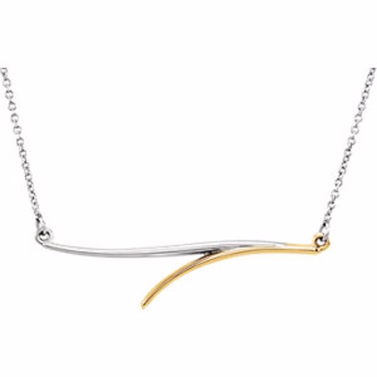 86305:101:P 14kt White & Yellow Freeform 16" Bar Necklace