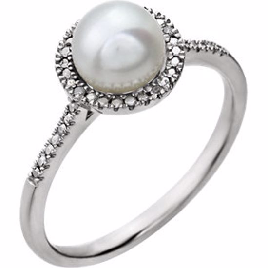 652049:60006:P Sterling Silver Freshwater Cultured Pearl & .01 CTW Diamond Ring