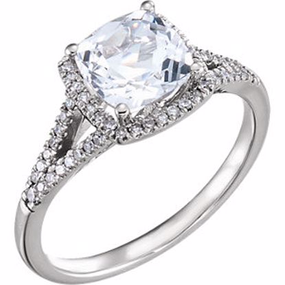 652046:60002:P 14kt White Created White Sapphire & 1/5 CTW Diamond Ring