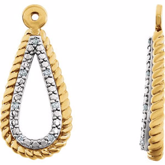 652030:60000:P 14kt White 14kt Yellow Gold Plated .04 CTW Diamond Earring Jackets