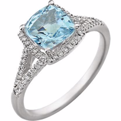 652046:60001:P 14kt White Sky Blue Topaz & 1/5 CTW Diamond Ring