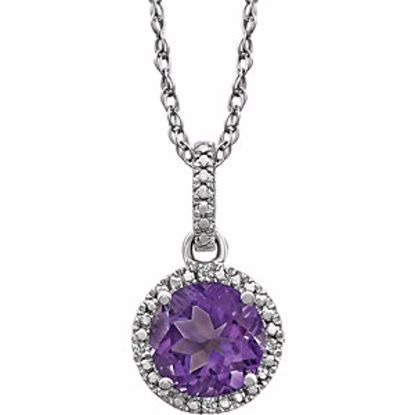 652051:60002:P Sterling Silver Amethyst & .01 CTW Diamond 18" Necklace