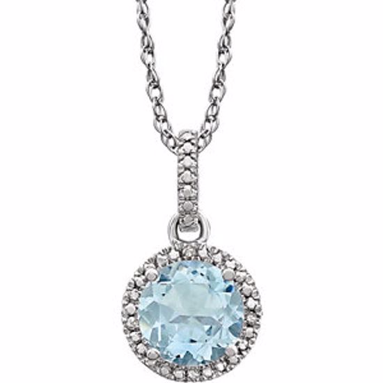 652051:60003:P Sterling Silver Aquamarine & .01 CTW Diamond 18" Necklace