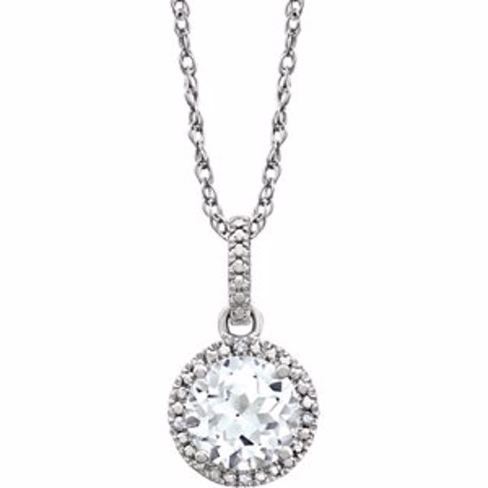 652051:60004:P Sterling Silver Created White Sapphire & .01 CTW Diamond 18" Necklace