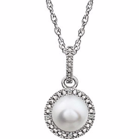 652051:60006:P Sterling Silver Freshwater Cultured Pearl & .01 CTW Diamond 18" Necklace