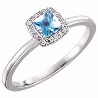 122745:600:P 14kt White Aquamarine & .05 CTW Diamond Ring 