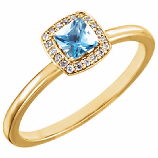 122745:601:P 14kt Yellow Aquamarine & .05 CTW Diamond Ring 
