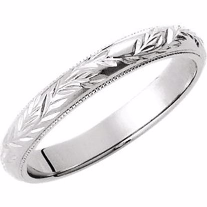 51100:120:P 14kt White 3mm Hand-Engraved Band Size 7