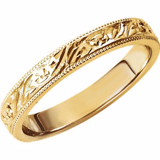 51102:118:P 14kt Yellow Hand Engraved Band Size 5.5