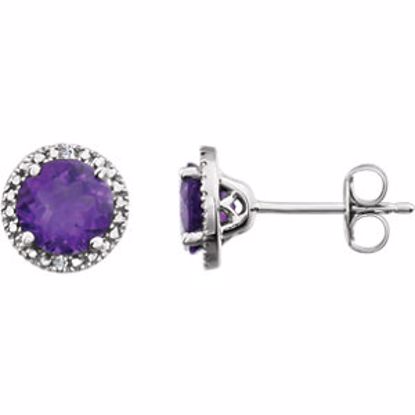 652050:60002:P Sterling Silver Amethyst & .01 CTW Diamond Earrings