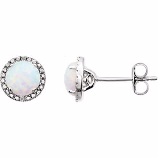 652050:60010:P Sterling Silver Created Opal & .01 CTW Diamond Earrings