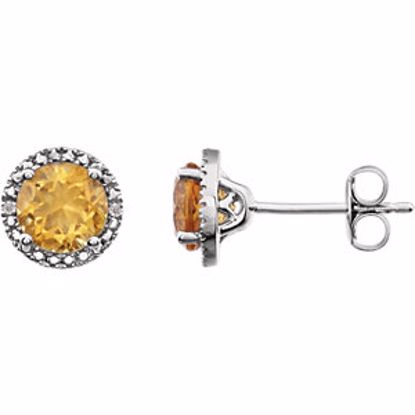 652050:60011:P Sterling Silver Citrine & .01 CTW Diamond Earrings