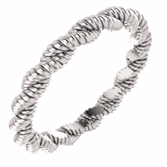 254:1916:P 10kt White 3mm Twisted Rope Band Size 5.5