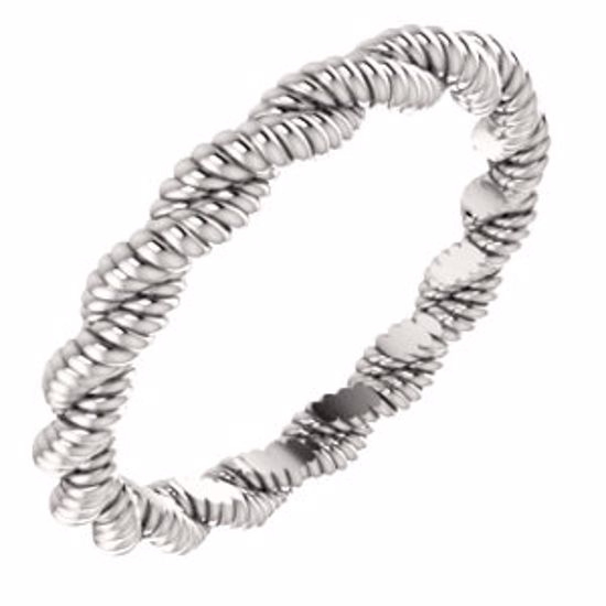 254:1929:P Sterling Silver 3mm Twisted Rope Band Size 6.5