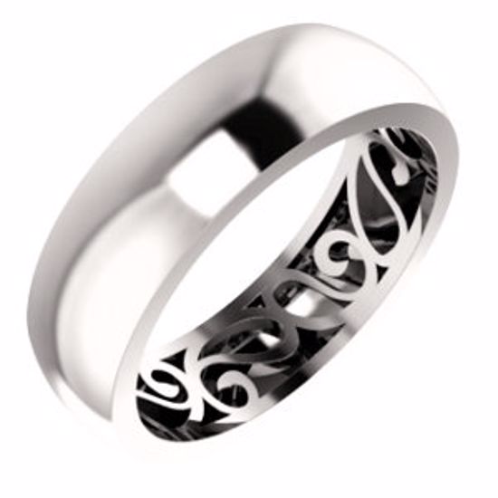 51565:807:P Platinum 6mm Paisley Design Band Size 7