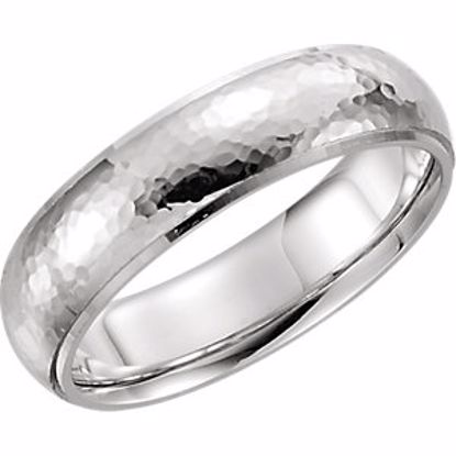 51534:232:P Platinum 6mm Half Round Edge Comfort Fit Hammer Finish Band Size 11