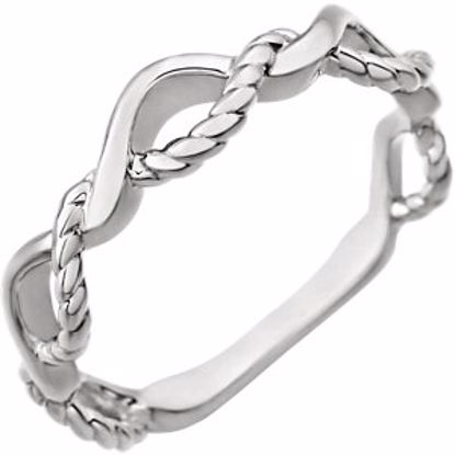 51584:60000:P 14kt White Twisted Rope Design Ring Size 7
