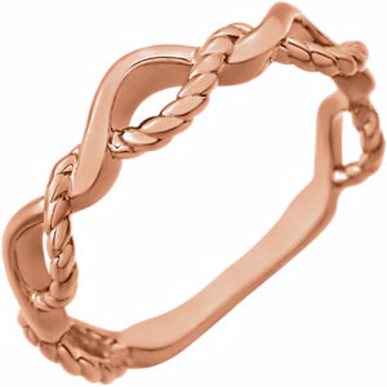 51584:60002:P 14kt Rose Twisted Rope Design Ring Size 7