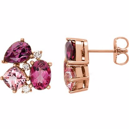 86280:606:P 14kt Rose Multi-Gemstone & 1/6 CTW Diamond Earrings