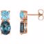 86308:606:P 14kt Rose London Blue Topaz, Swiss Blue Topaz & .01 CTW Diamond Earrings