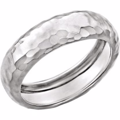 51587:60000:P 14kt White Hammered Ring Size 7